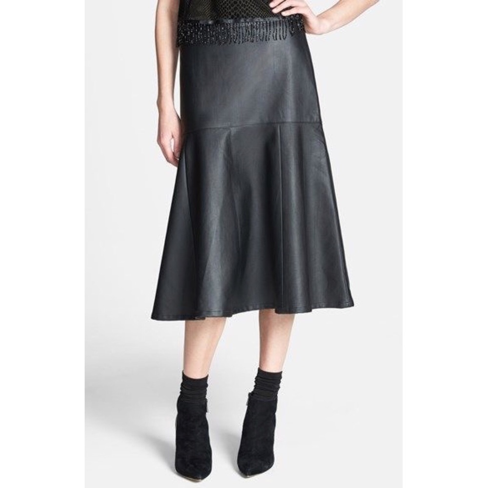 SOLD Vegan leather midi skirt